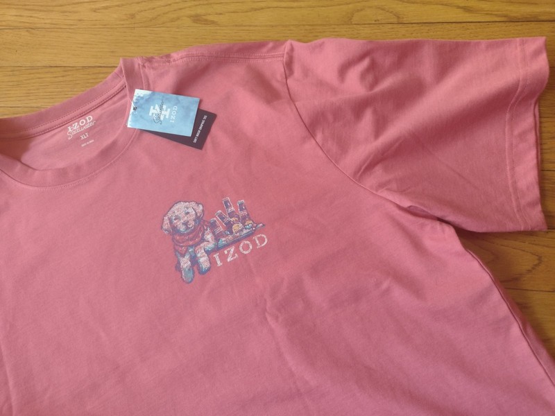 NWT, IZOD Mens Saltwater Short Sleeve Cotton Blend Graphic T-Shirt Rapture Rose