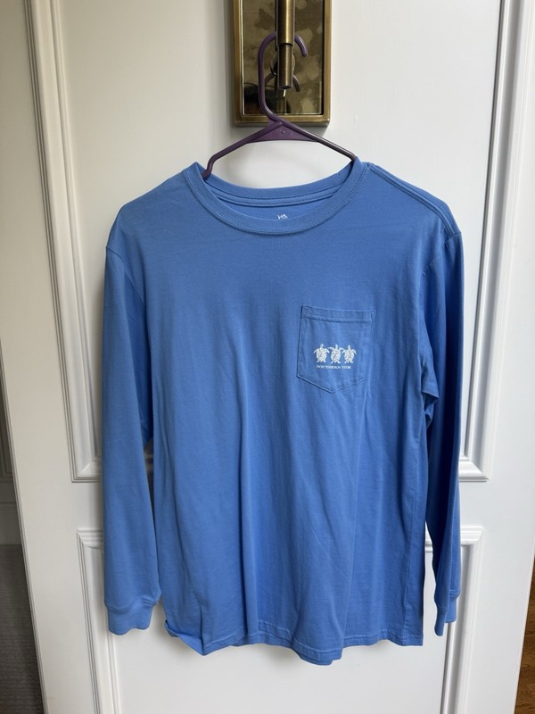 Southern Tide women’s Long Sleeve Blue Cotton T-Shirt S Graphic Print Pocket