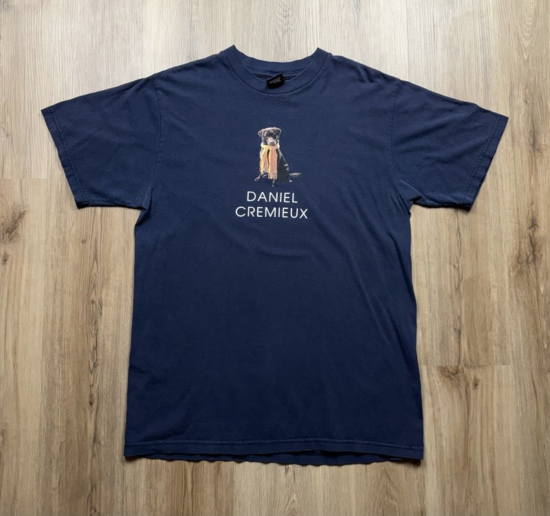 VINTAGE Daniel Cremieux Brown Lab Employee T-Shirt Size Medium Navy Blue Rare