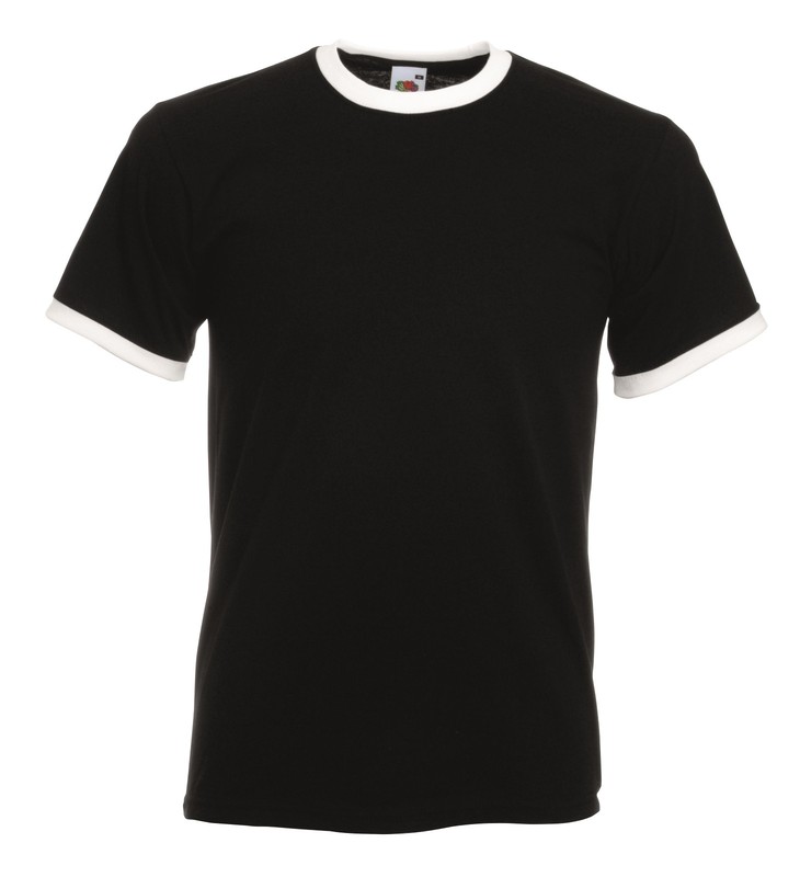 Fruit of the Loom Short Sleeve Cotton Contrast Collar Hoops Ringer Tee T-Shirt