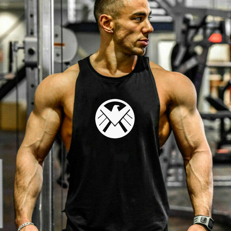 Gym Men’S Muscle Sleeveless Vest Soft Elastic T-Shirt Bodybuilding Tank Tops