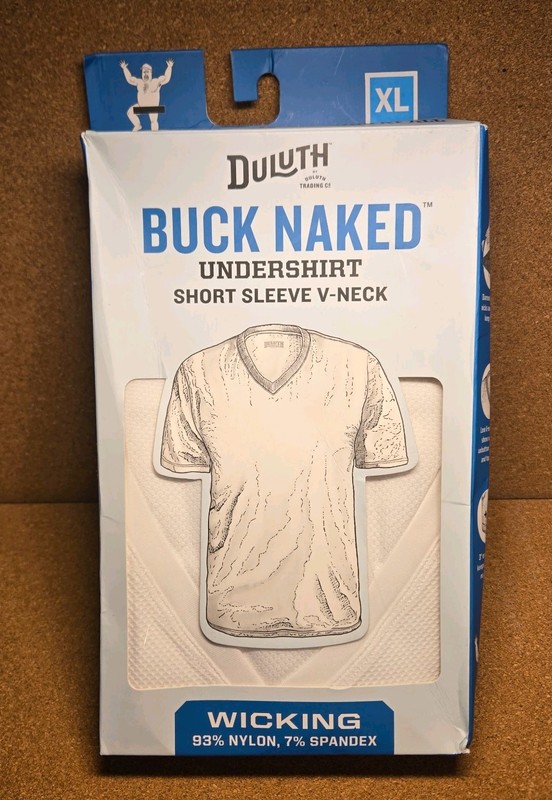 Duluth Trading Co Men’s White Go Buck Naked Performance Crew Undershirt Size XL