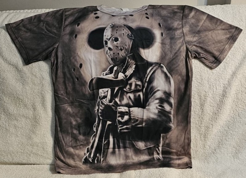 JASON VOORHEES HOCKEY MASK AXE FRIDAY THE 13TH HORROR SCARY KILLER T-SHIRT SHIRT