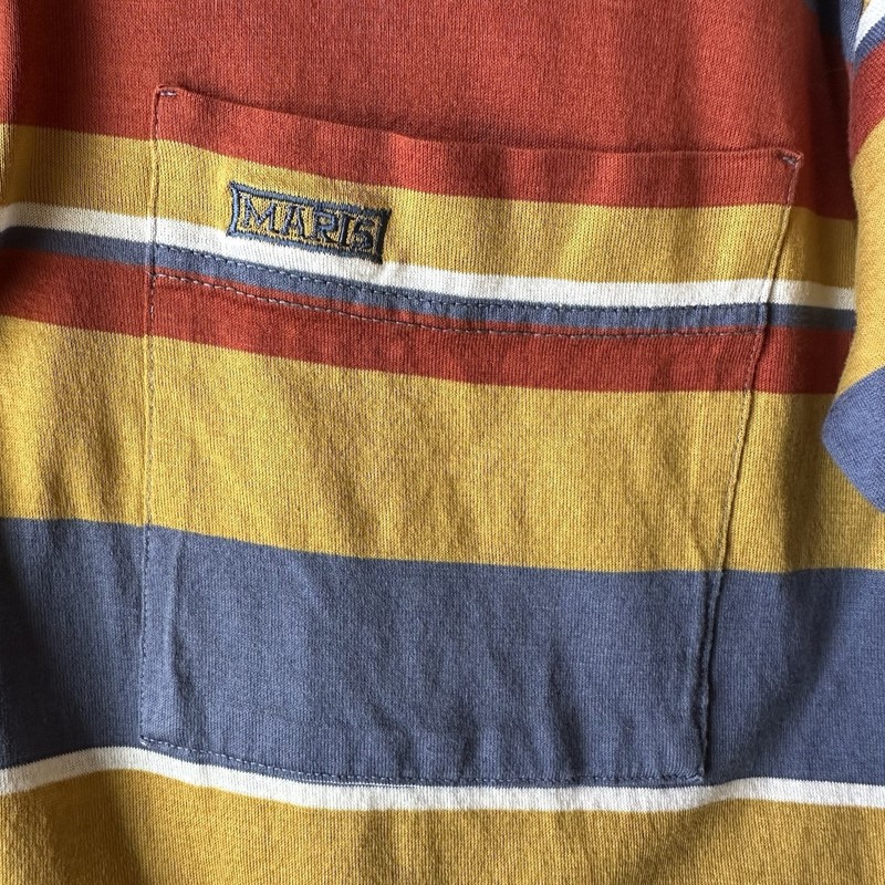 Unique Vintage BOHO Maris Striped Collard Tee From Italy. Size Small* gallery