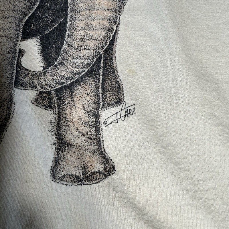 Vintage Elephant T-Shirt Cream One Size Fits Most Made in USA XL Top J Carr gallery
