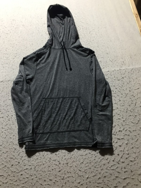 BKE Hooded Shirt Mens S Small Gray Long Sleeve Pocket Drawstring Hood