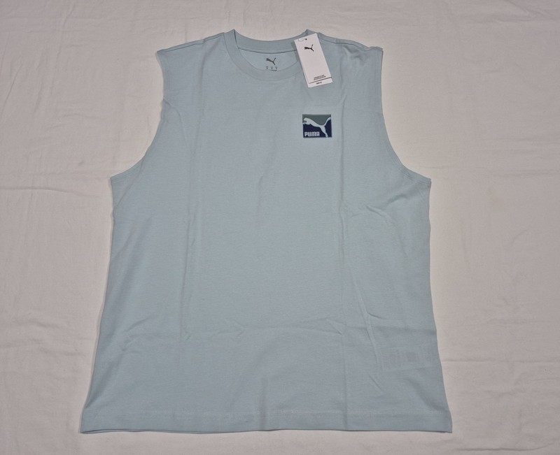 Puma Mens Puma Box SL Logo Sleeve Less Sports Training Faster Tank SZ Medium