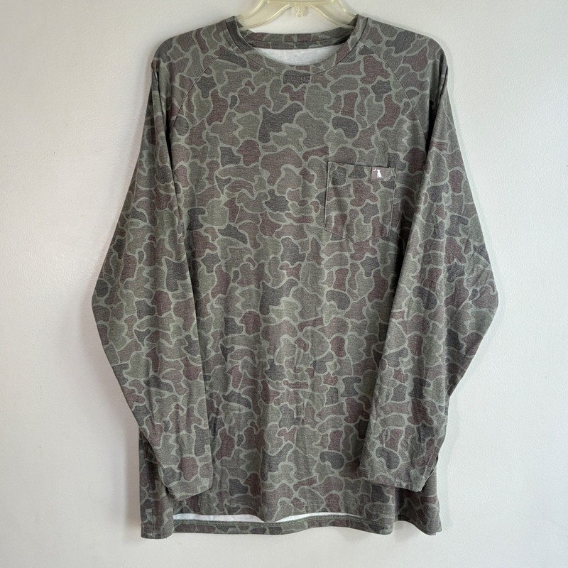 Local Boy Outfitters Shirt Mens XL Green Camo Long Sleeve Bamboo Blend Pocket