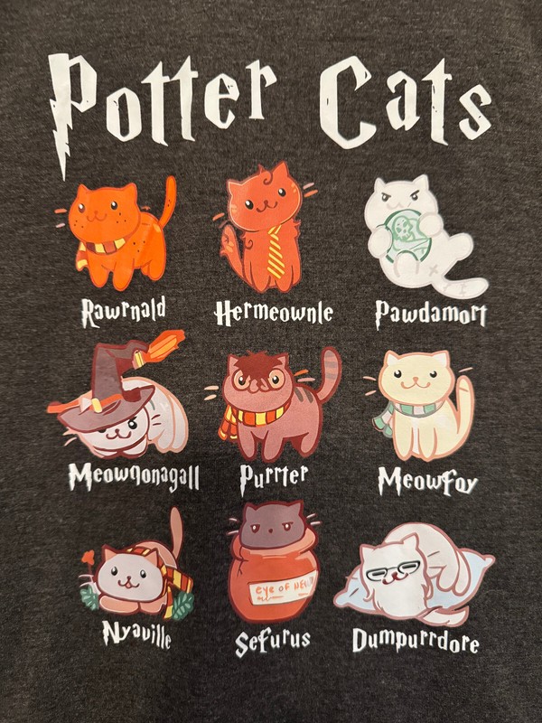POTTER CATS Medium Gray T-shirt -Great Kitten Gift Idea -Double Stitched Quality gallery