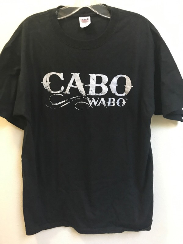 Cabo Wabo sz L Black T-Shirt Cantina Mexico Sammy Hagar Tequila Cotton Graphic