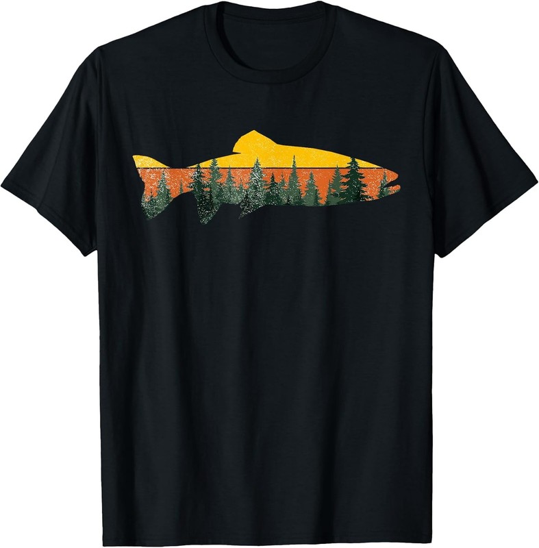 Trout Fly Fishing Outdoor Forest Nature Wildlife Fisherman Unisex Tee S-3XL