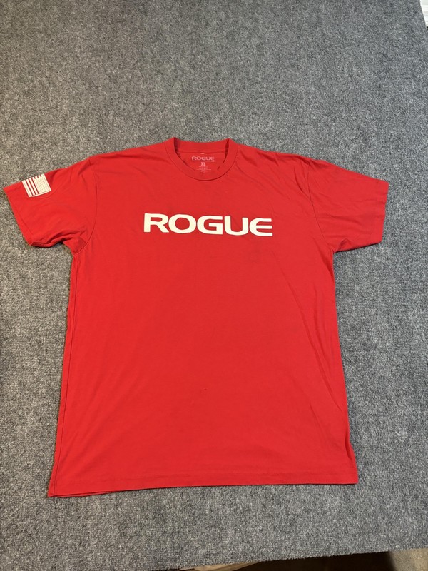 Rogue Shirt Mens XL Red American Flag Logo Graphic Tee USA Made Athletic Fit
