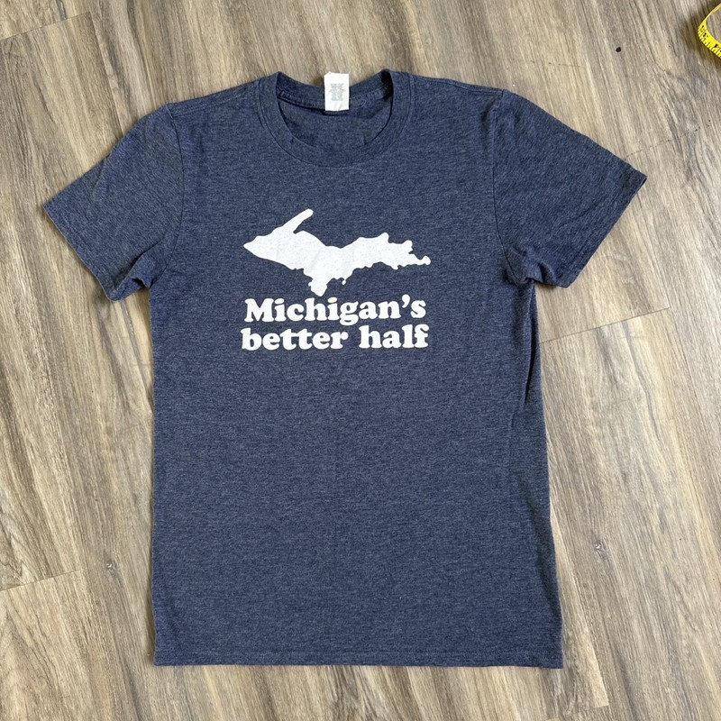 Michigan’s Better Half T Shirt Dark Gray Michigan Fan Pride Travel Tourist Retro