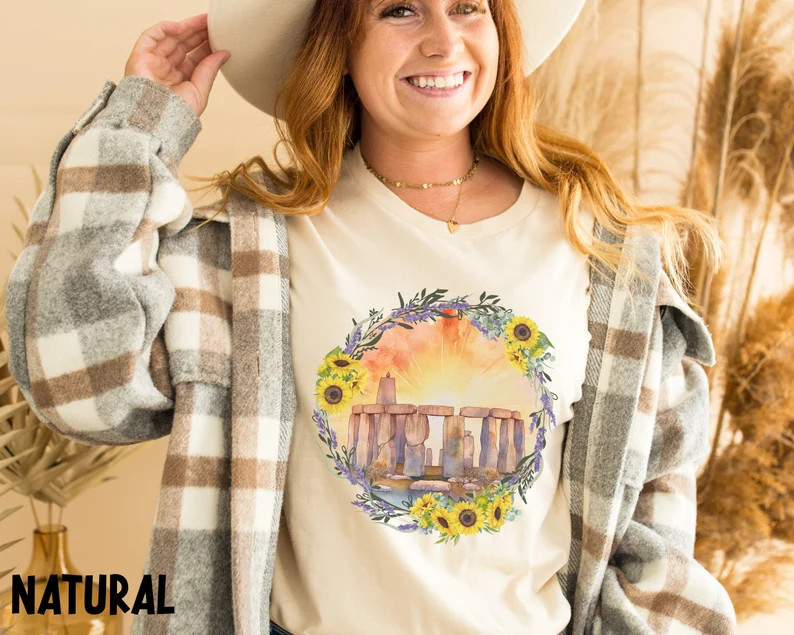 Litha Witchy Stonehenge Summer Comfort Tee gallery