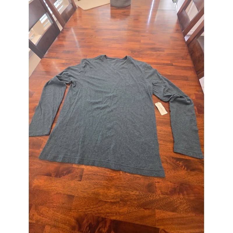 Banana Republic Men’s Long Sleeve Crewneck Shirt Heather Charcoal Large Sku 65