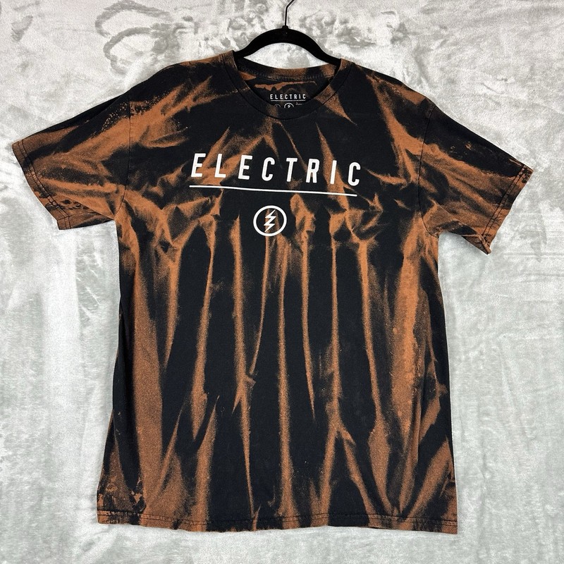 Electric Anvil T-Shirt Men’s L Black Bleach Wash Tie Dye