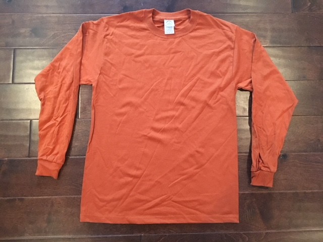 Delta Magnum Weight 100% Cotton Long Sleeve T-Shirt Burnt Orange M Med NEW