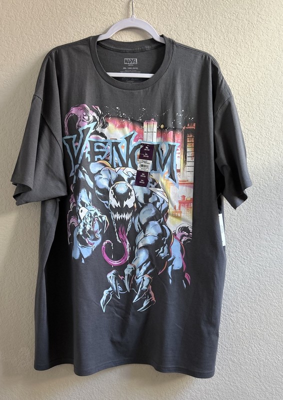 Marvel Men’s Venom Charcoal City Aflame GraphicT-shirt Size 2XL (50-52) NWT