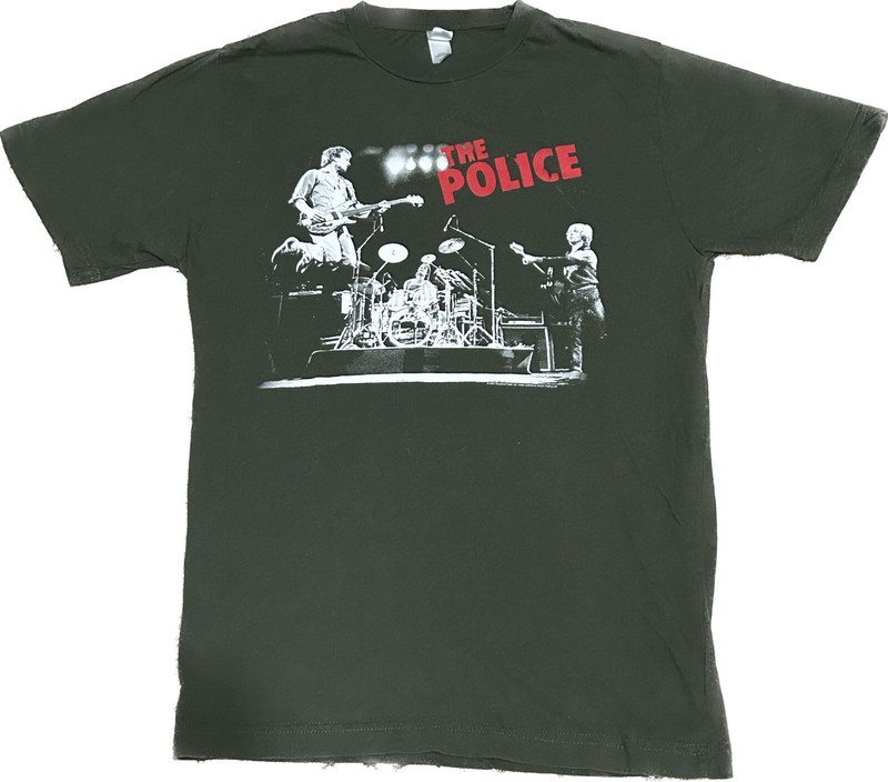 The Police Tour T-Shirt 2007/08 Short Sleeve Green Graphic Tee Small
