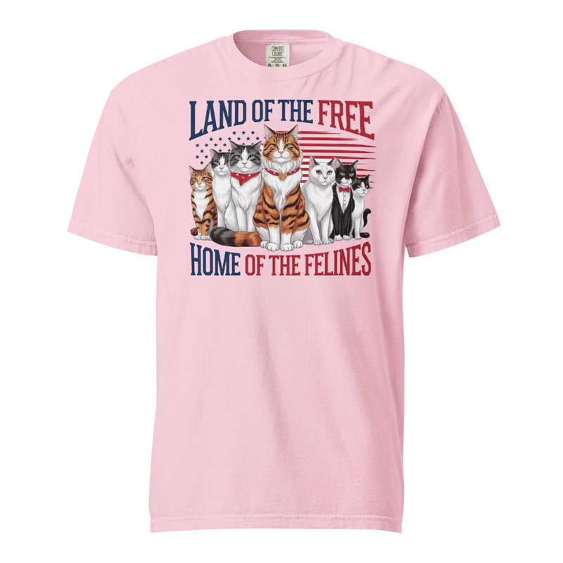 Land of the Free Home of the Felines Comfort Colors Cat Lover T-Shirt gallery