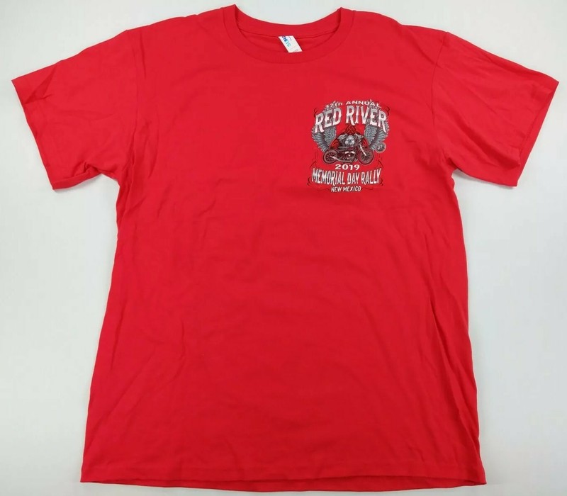 Suna Mens Motorcycle Apparel Red River Bike Rally Short Sleeve Red Size Large