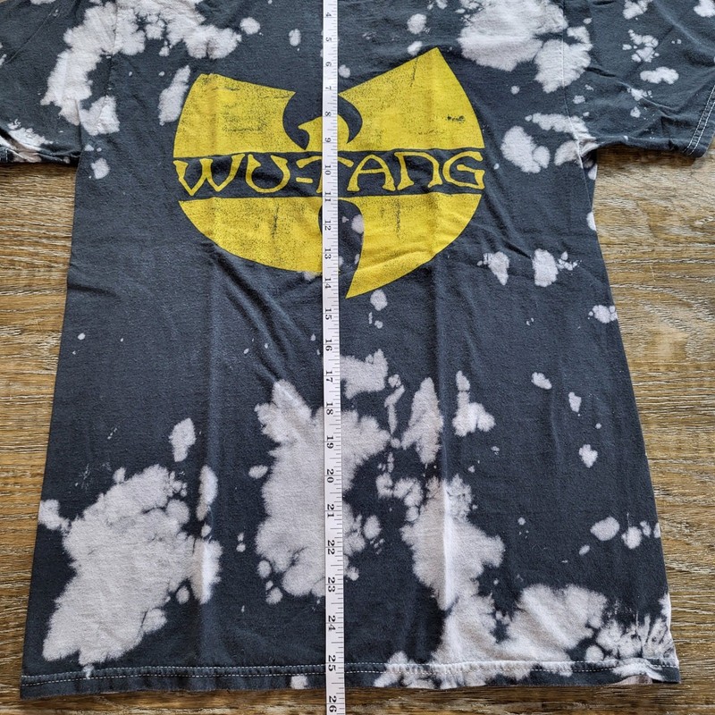 Wu-Tang Clan Bleach Wash Graphic T-Shirt Mens Small Black Yellow Logo Hip Hop gallery