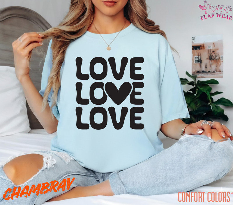 Unisex Love Love Love Stacked T shirt Men T shirt Women valanity Romantic gallery