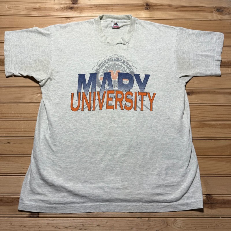 Vintage 90s University of Mary College Graphic Heather T-Shirt USA Made Men’s XL