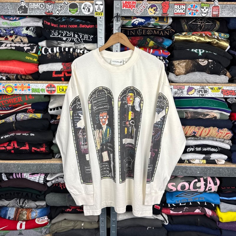 WHO DECIDES WAR x JEAN-MICHAEL BASQUIAT x H&M LONG SLEEVE RELAXED T-SHIRT Sz M