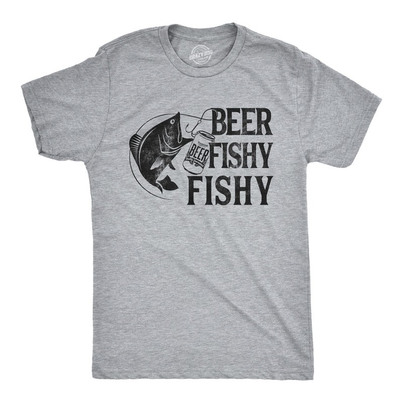 Mens Beer Fishy Fishy T shirt Funny Fishing Drinking Hilarious Saying Novelty