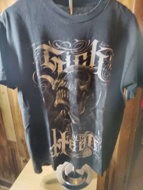 Men’s Dyse One Sick in the Head Dual Graphic Skull T-Shirt Black M