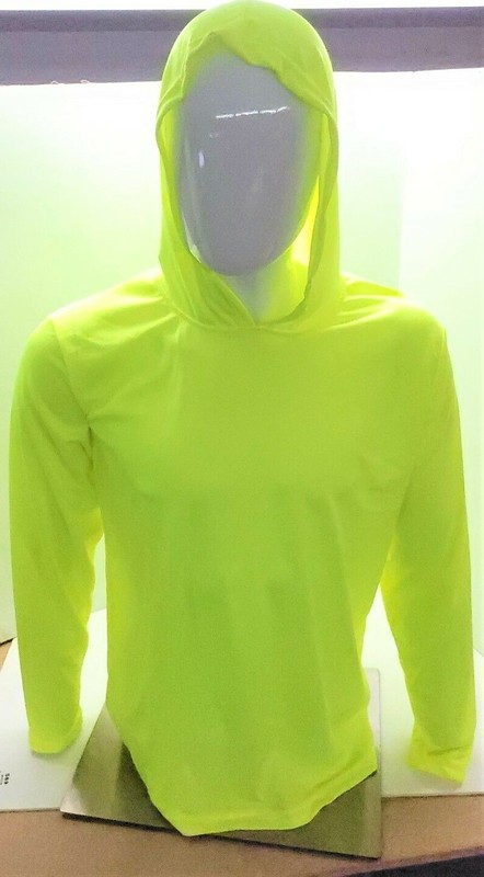 Hi Vis Long Sleeve Safety Shirt With Hoodie, Polyester Birdeye Mesh Fabric