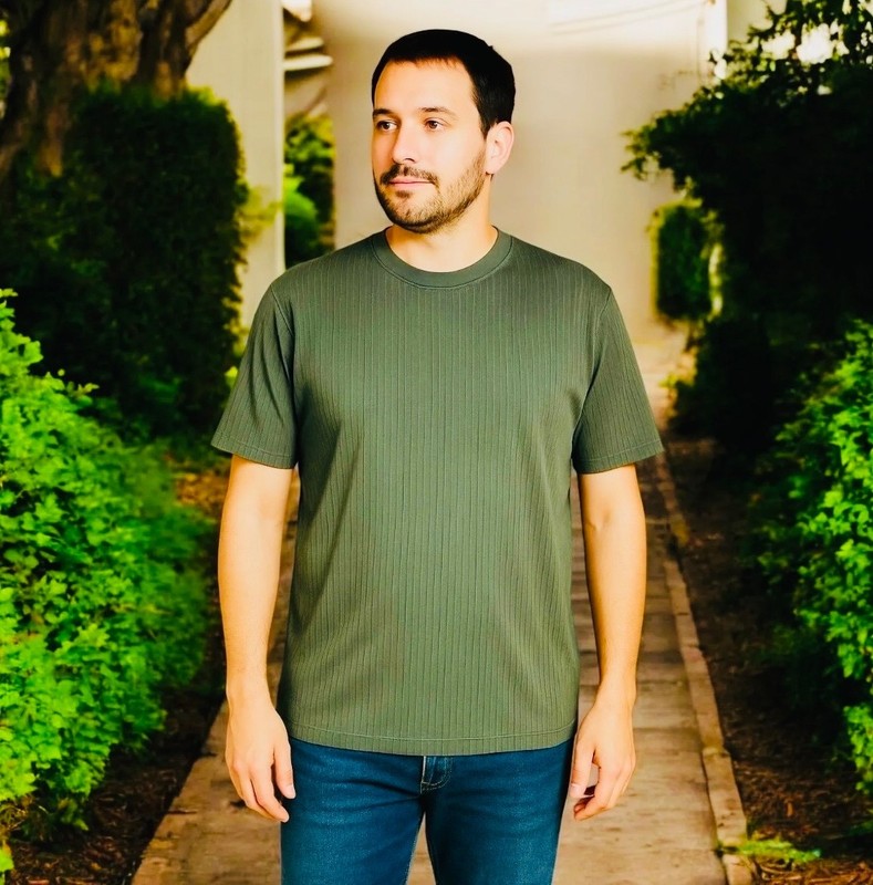 Croft & Barrow Men’s Green Ribbed T-Shirt Crew Neck & V-Neck L XL gallery