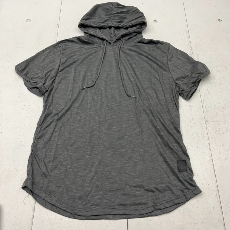Dark Gray Short Sleeve Hooded Drawstring T-Shirt Men’s Size X-Large NEW