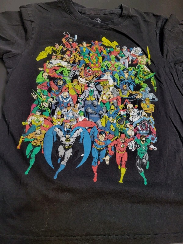 DC Comics Originals T Shirt Adult Medium Black Superhero Batman Flash Superman