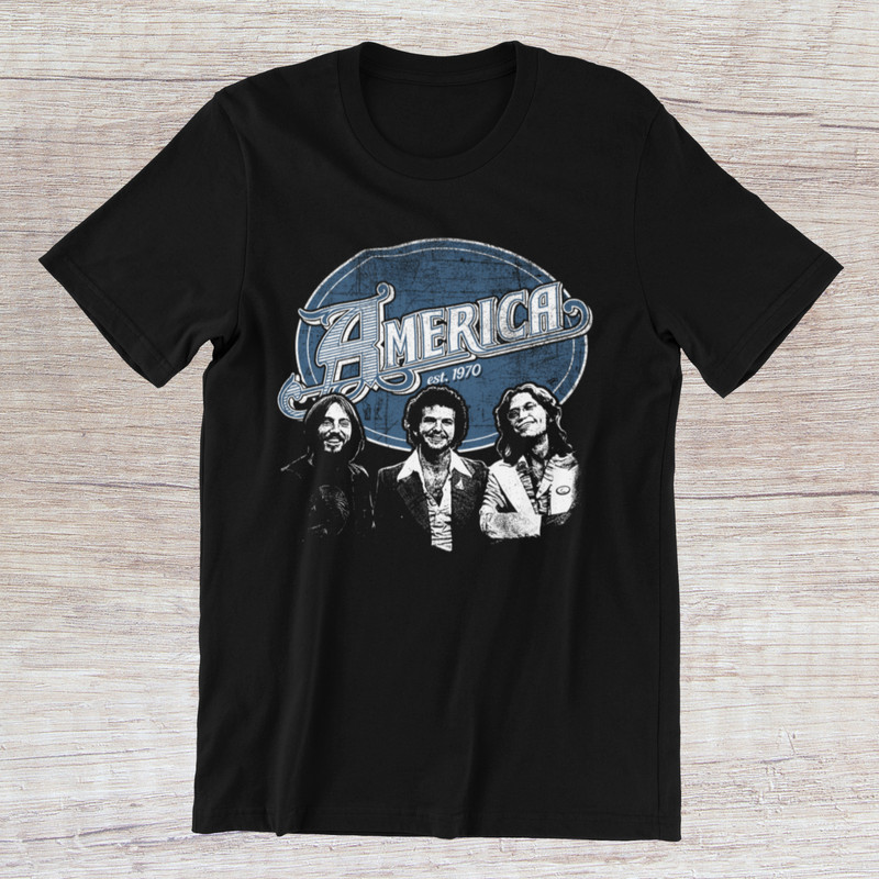 AMERICA Est. 1970 T-Shirt British American Classic Rock Band Ringspun Cotton Tee