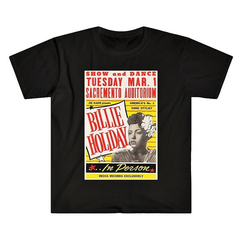 Billie Holiday vintage jazz blues concert poster t-shirt