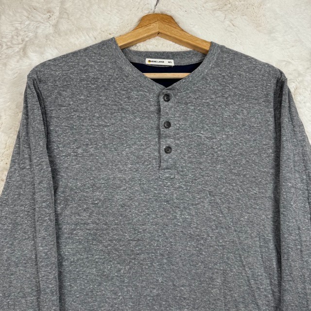 Marine Layer Henley Long Sleeve Shirt Heather Grey Size Medium West Coast Style