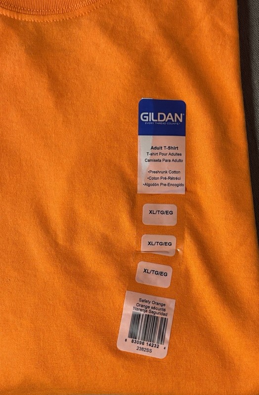 GILDAN DryBlend, Hunter Safety Orange, Tee Shirt, Adult XL, Preshrunk, NWOT gallery