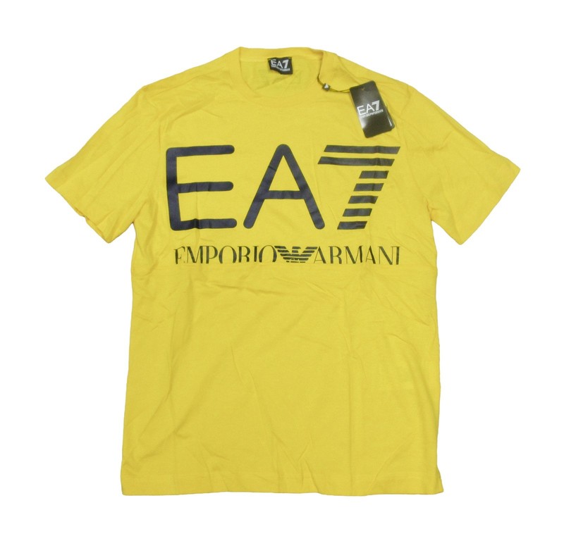 EA7 Emporio Armani Men’s Old Gold Yellow Logo Short Sleeve T-Shirt (3XL)
