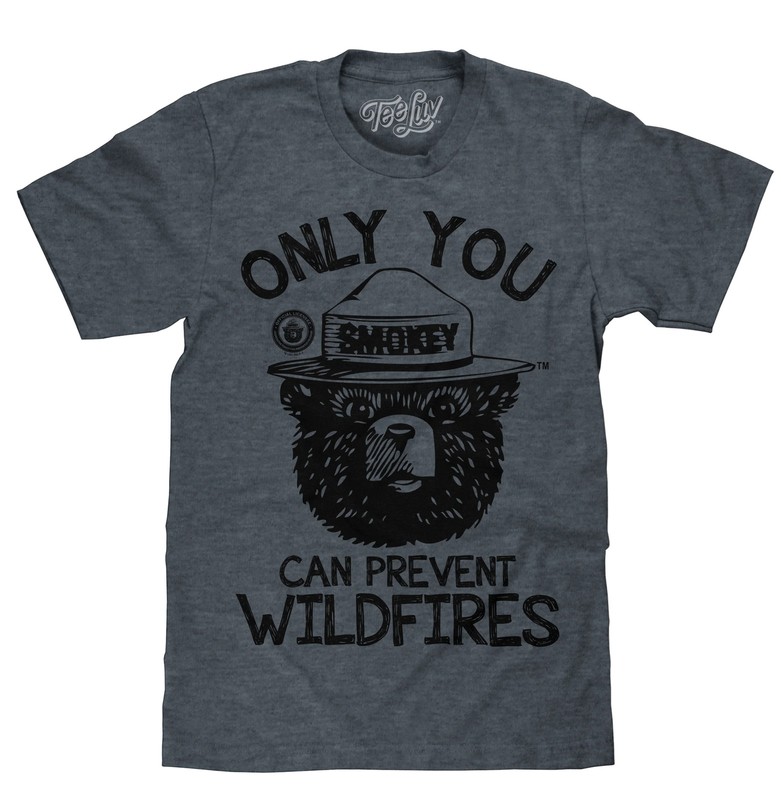Smokey Bear Only You Can Prevent Wildfires Mens T Shirt Indigo