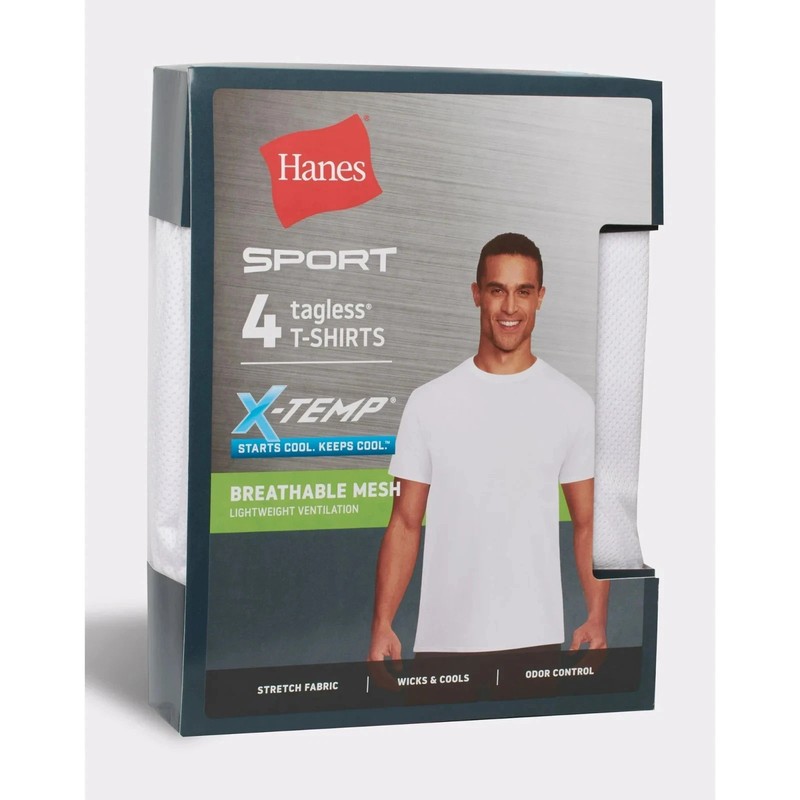 Hanes® Ultimate®Men’s 4-Pack X-Temp BREATHABLE Mesh Crew-neck Tee “TAGLESS®