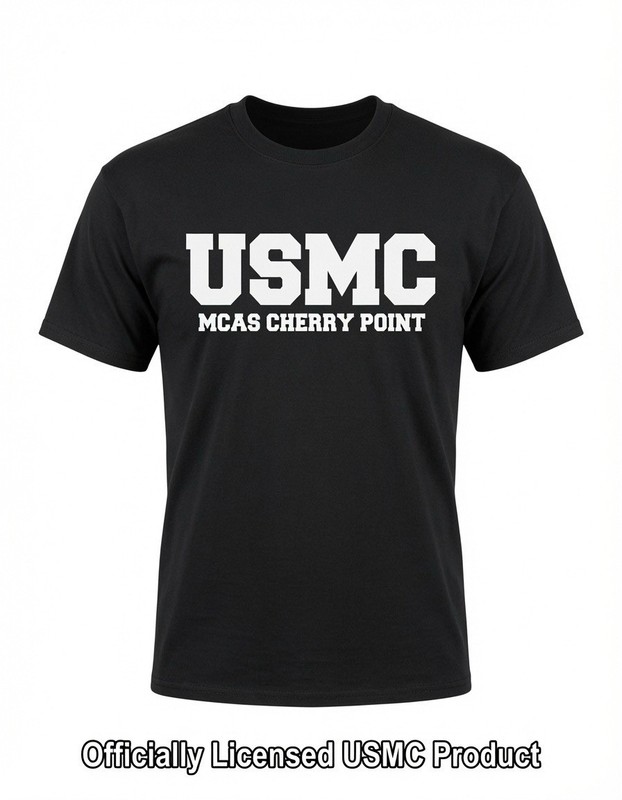UNITED STATES MARINE CORPS – “USMC MCAS CHERRY POINT” – Black T-Shirt -Sz LARGE