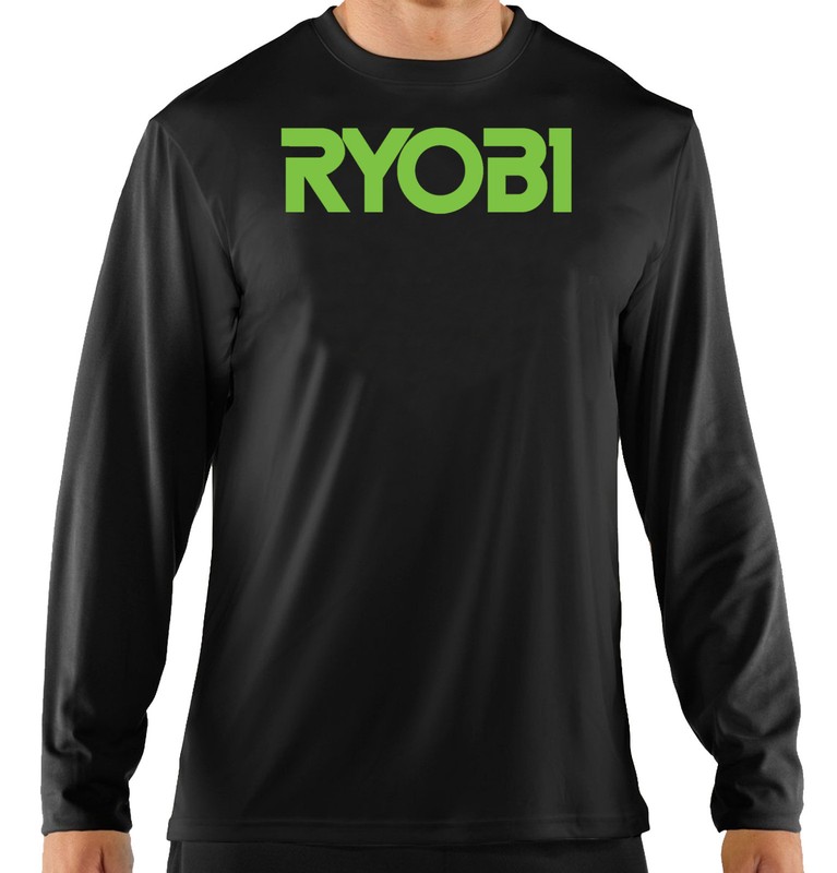 T-Shirt, Long Sleeve, Business or Professional, Tools, Ryobi, 100% Cotton Black