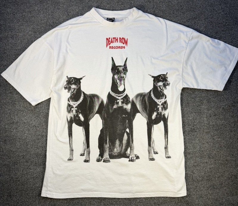 Death Row Records Doberman Dogs White Shirt Snoop Dog Size Large Preowned