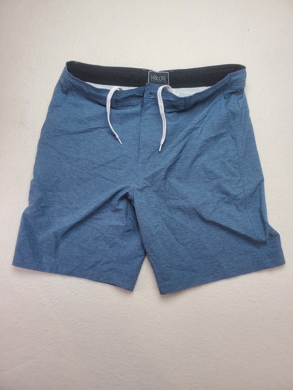 Valor Collective Men's Drawstring Blue Flat Front With Pockets 9" Inseam Size 36
