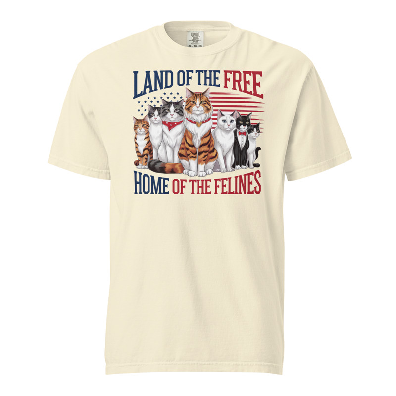 Land of the Free Home of the Felines Comfort Colors Cat Lover T-Shirt gallery