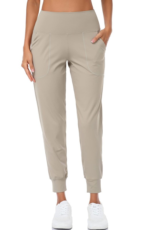Women's Joggers High Waist Yoga Pockets Sweatpants Sport Workout Pants Khaki ... gallery