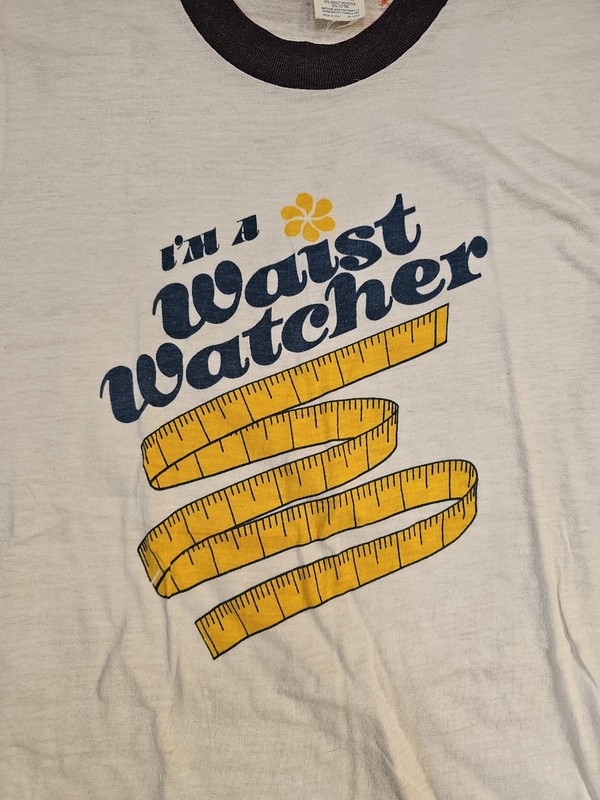 Vintage 80s Graphic Print 'Waist Watcher' T-shirts, Size M (38-40) gallery