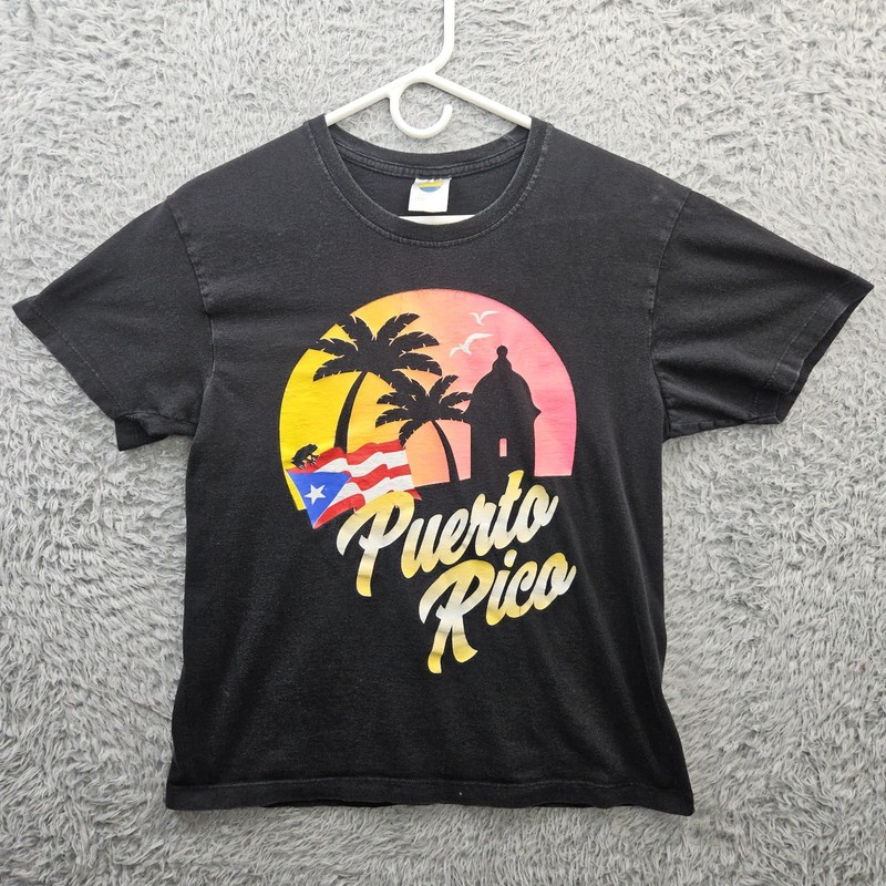Puerto Rico Vintage T Shirt Men Medium Single Stitch Silk Screened Graphic *Dot